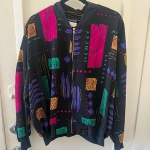 Vintage Abstract Pattern Light Bomber Jacket